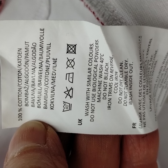 England Rugby Pull on shirt men's medium or unisex white with red stripe - Picture 14 of 14